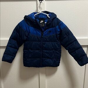 Nike Kids Navy and Royal Blue Puffer Coat